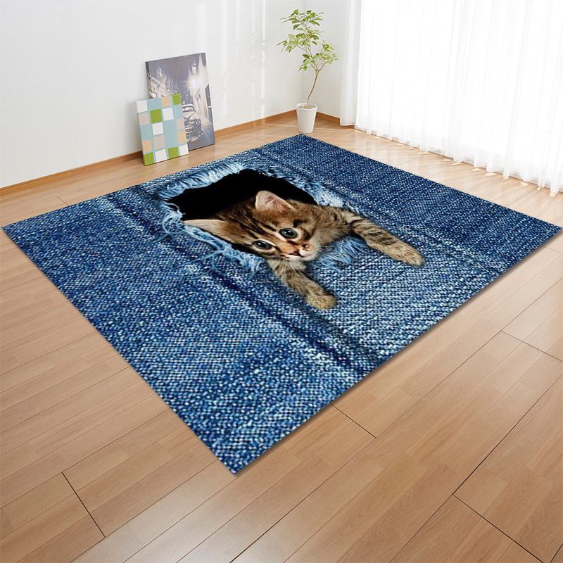 Green Modern Carpet Polyester Tree Carpet Non-Slip Backing Carpet for Home Decor