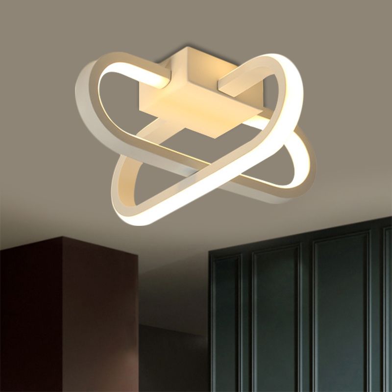 Hotel LED inbouwlamp moderne zwart/witte plafondlamp met gekruiste langwerpige acrylkap in warm/wit licht