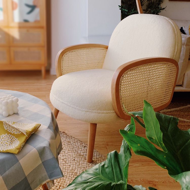 Mid-century Fixed Back Accent Armchair Bedroom Solid Color Accent Chair