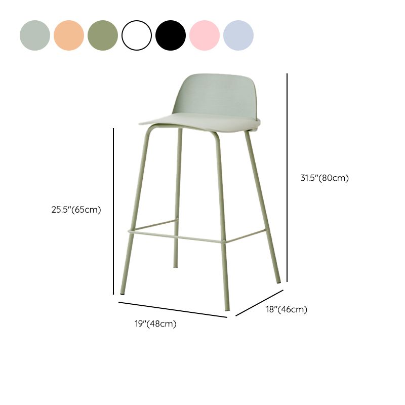 Indoor Glam Armless Low Back Bar Stool Plastic Stool with Steel Legs