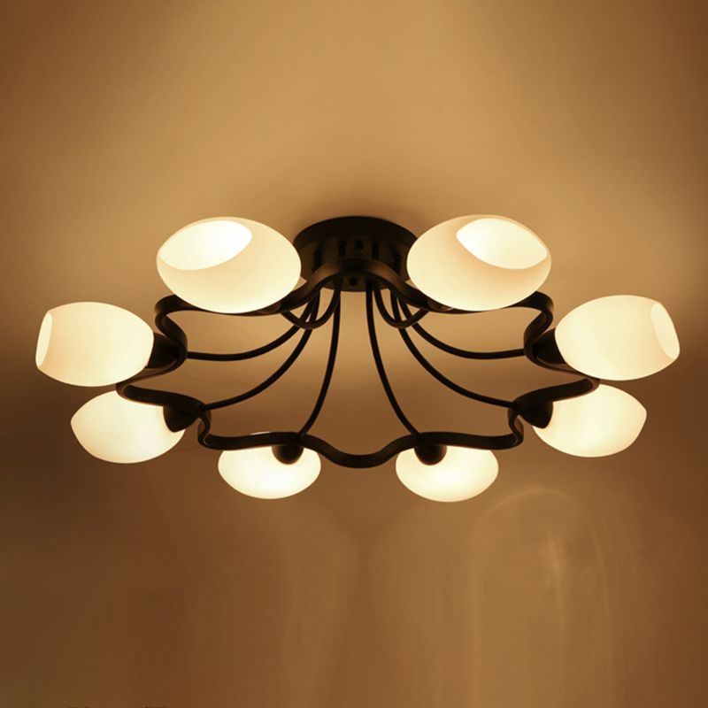 Ronde semi-inbouwlamp Melkglas Traditionele inbouwplafondlamp