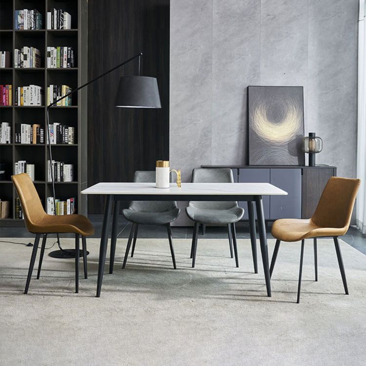 Metal Modern Rectangle Table Sintered Stone Table for Kitchen and Dining Room