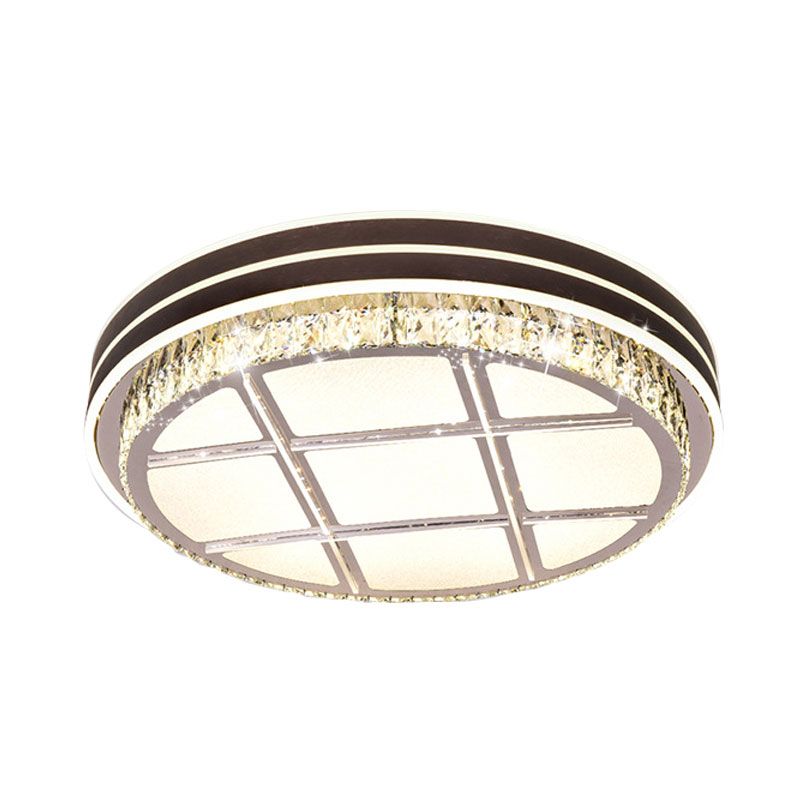 Modern Round Massimale Montato Fixture Crystal Block LED Camera Flush Lighting in Brown