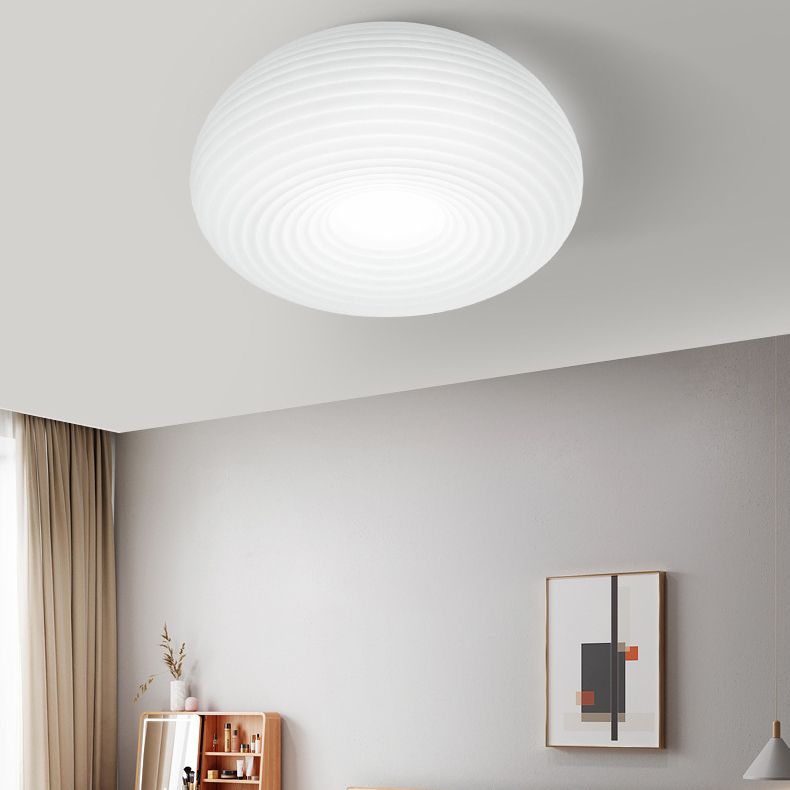 White Shaded Ceiling Light LED Contemporary Flush Mount Lighting for Home