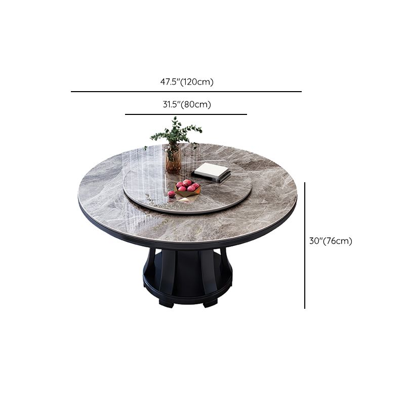 Sintered Stone Dining Table Round Wooden Base Dinner Table for Dining Room