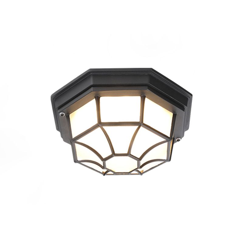 Traditional LED Ceiling Light Glass Shade Surface Flush Mount Light for Courtyard Balcony