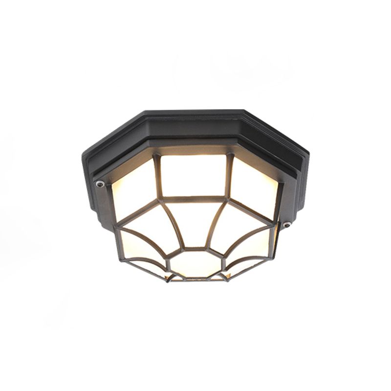Plafonnier LED traditionnel avec abat-jour en verre, luminaire encastré pour cour et balcon