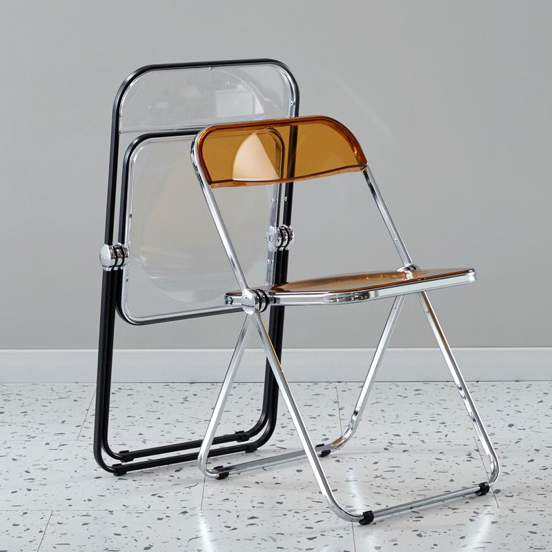 Open Back Dining Side Chair Foldable Armless Dining Chairs with Metal Legs