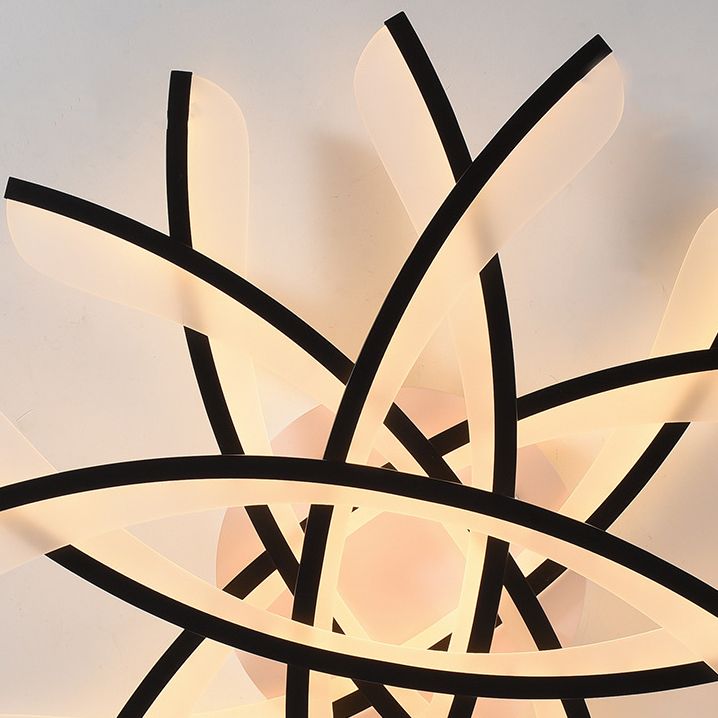 Line Shape LED Ceiling Lamp Modern Iron Flush Mount for Bedroom Study