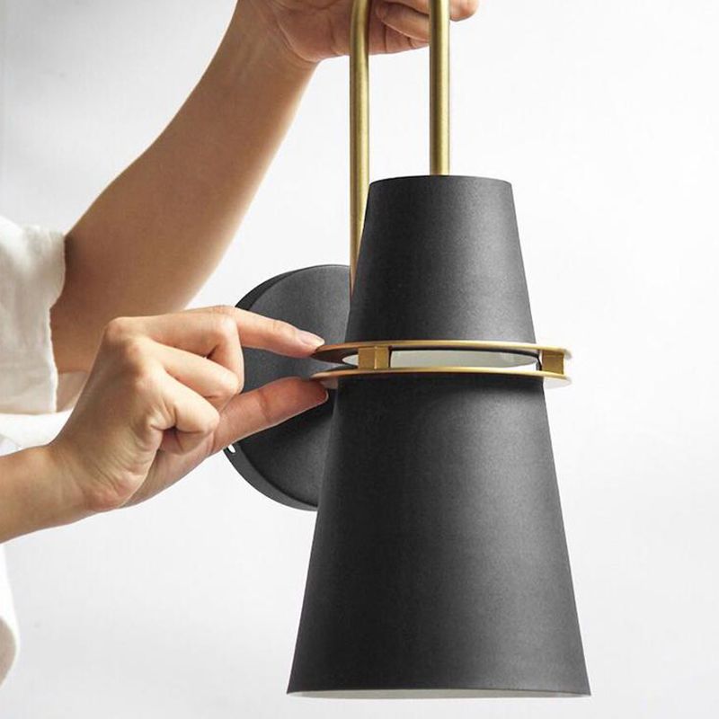 Single Cone Wall Mounted Sconce Modernism Metal Wall Light Sconces