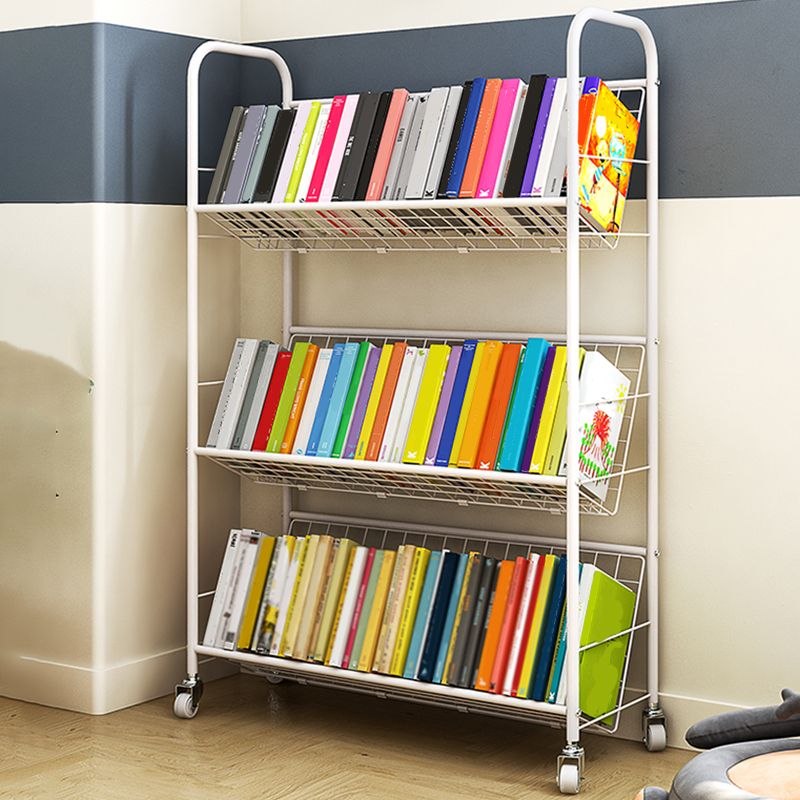 Modern Style Etagere Bookshelf Vertical Open Back Metal Bookcase for Home