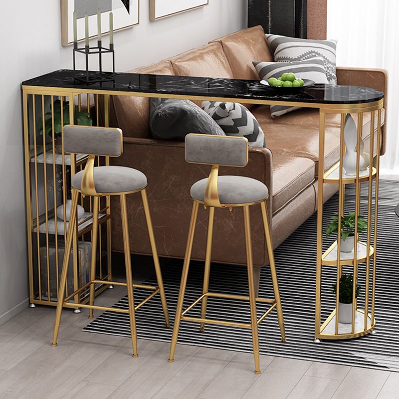 Low Back Indoor Counter Stools Glam Upholstered Footrest Counter Height Stool