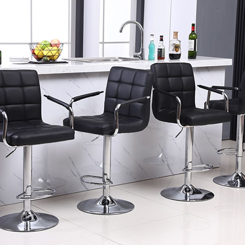 Indoor Modern Adjustable Bar Stool Footrest Bucket Backrest Swivel Counter Stool