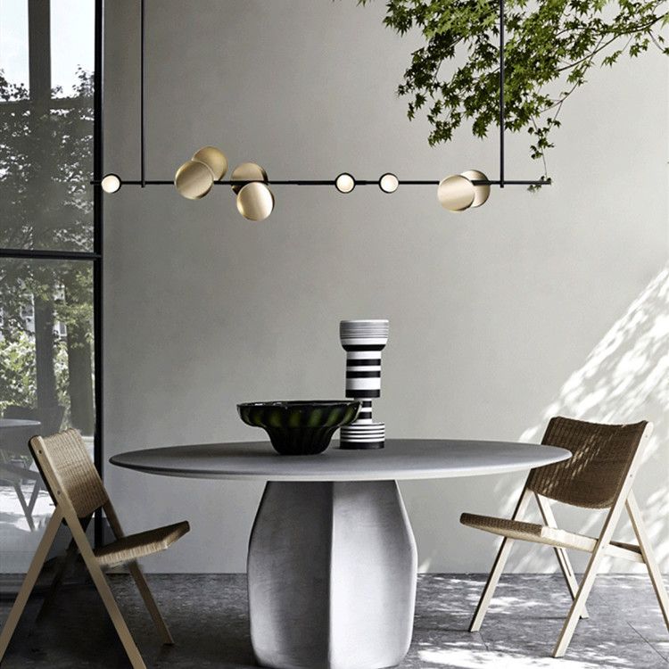 Modern Style Linear Hanging Pendant Lights Metal 9 Light Pendant Light Fixtures