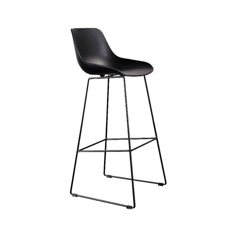 Contemporary Plastic Low Back Armless Bar Stool with Metal Base