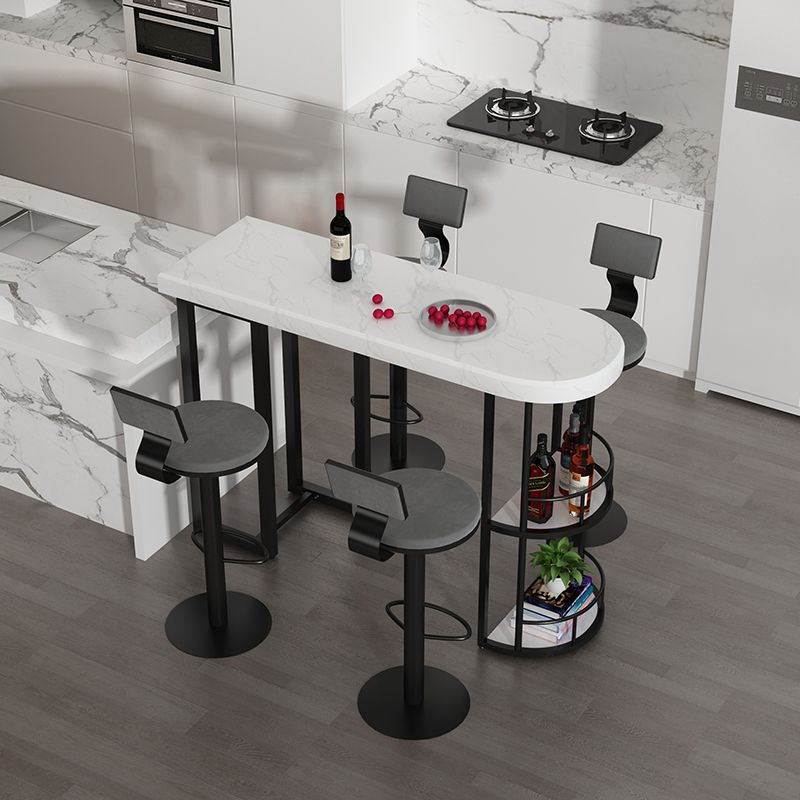 Contemporary Counter Height Pub Set 1/3/5 Pcs Bar Table and Stools with Metal Frame