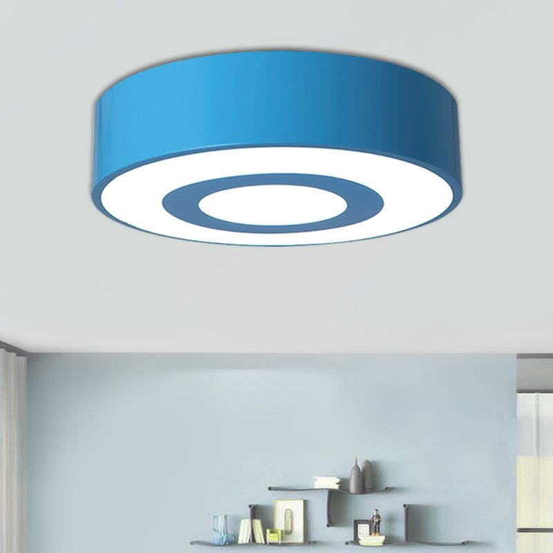 Acrylic Round Flush Mount Fixture Nordic Style Yellow/Green/Blue LED Ceiling Lighting for Kids Room
