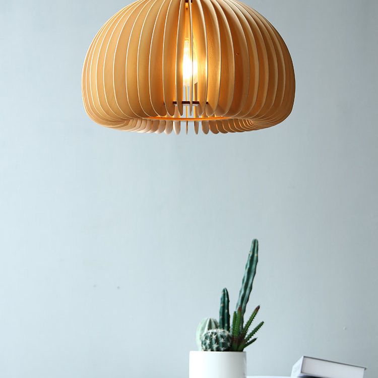 Beige Holzkürbis hängende helle chinesische style 1 leichte Restaurant Decke Anhängerlampe