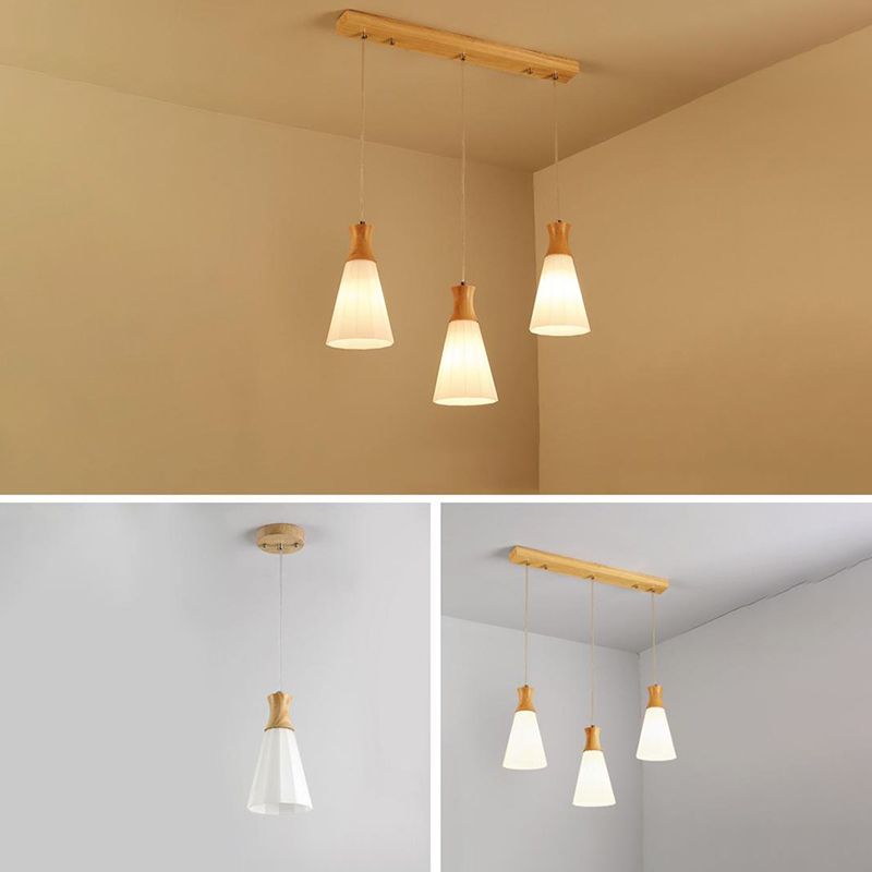 Moderner Stil hängend hängendes helles Holz und Glasanhänger Licht für Schlafzimmer Küche