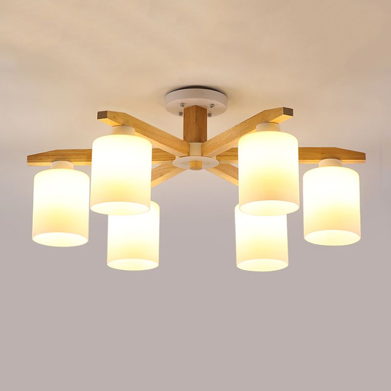 Contemporary Flush Light Fixture Wood Flush Mount Lights in Brown for Living Room