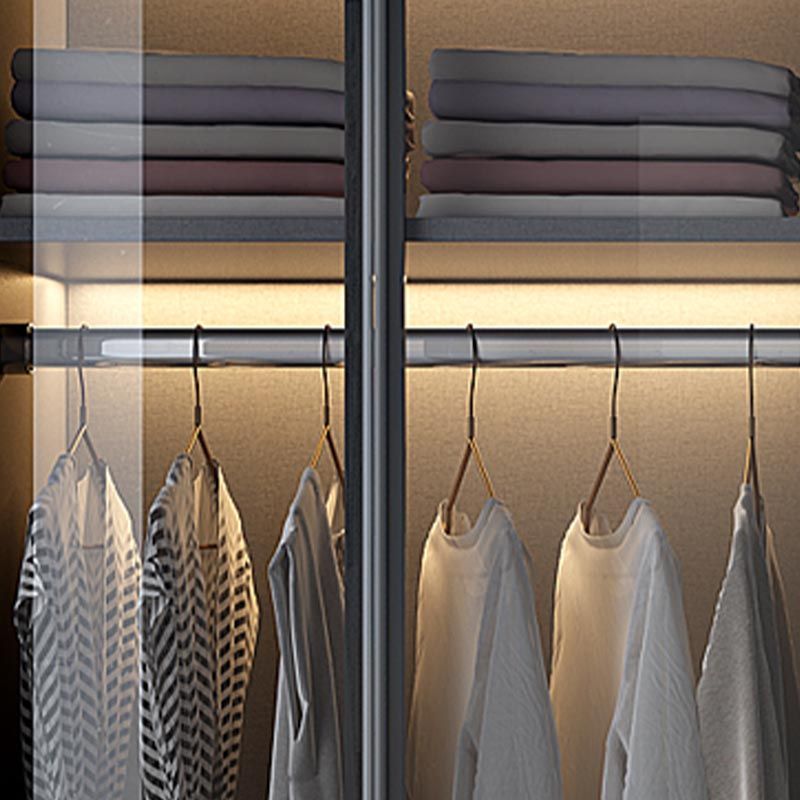 White Modern Armoire Engineered Wood Grand Wardrobe with Drawers and Hanging Rod