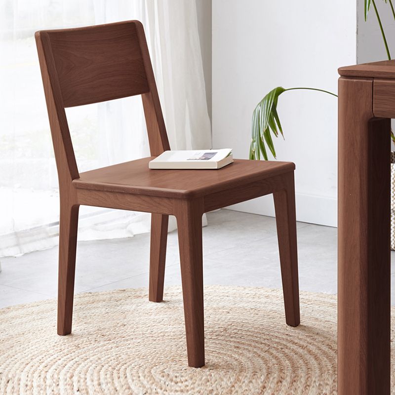 Nordic Armless Backrest Wood Chair with Wooden Legs for Dining Room