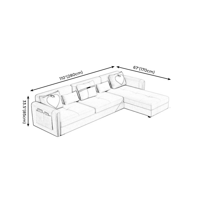 Aufbewahrungssofa Set Square Arm Silber Schnittsofa mit Chaise