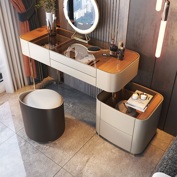 Luxurious Wood and Metal Make-up Vanity 5 Drawers Dressing Table