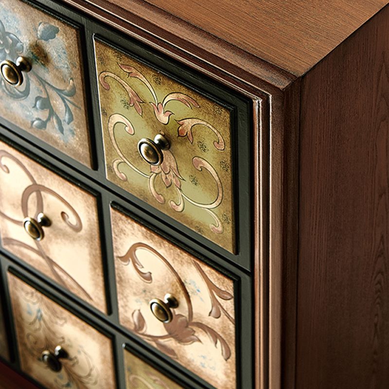Mid-Century Modern Knobs Chest with Turned Legs Accent Chest