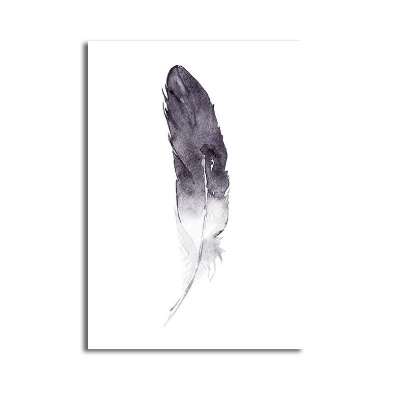 Minimalistischer Aquarell-Feder-Kunstdruck, lila strukturierte Wanddekoration für die Inneneinrichtung des Hauses