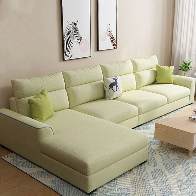 Modern 3-seater Fabric/Faux Leather Sectional Flared Arm Sofa & Chaise