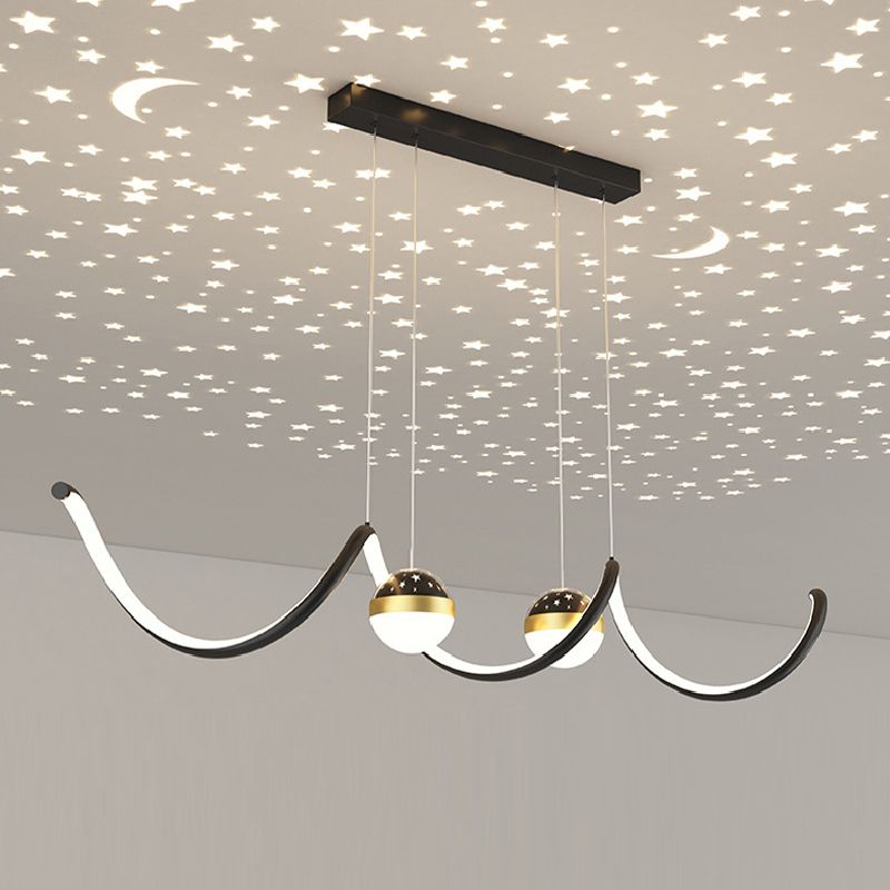 2 Ball Shade Kitchen Island Fixture Metal and Glass LED Pendant Fixture for Dining Room