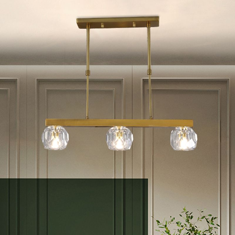 FACKET Crystal Sphere Island Pendant Light Minimalist 3/4 Luci Kit lampada appesa in oro con design lineare