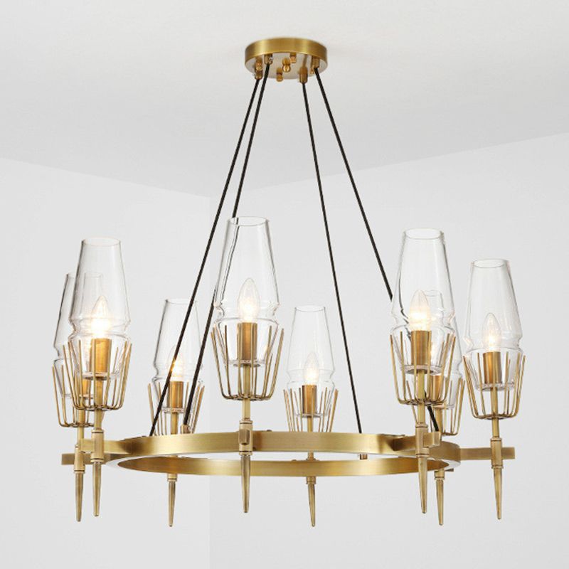 Duidelijke glas 8-lichts hangende plafondlampen radiale moderne stijl kroonluchter lamparmaturen