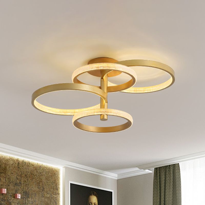 Rotatable Gold Ring Massimale Lampada Moderno Stylish 37,5 "/45" L LED Acrilico Semiflush Lighting in Warm / White / Natural Light