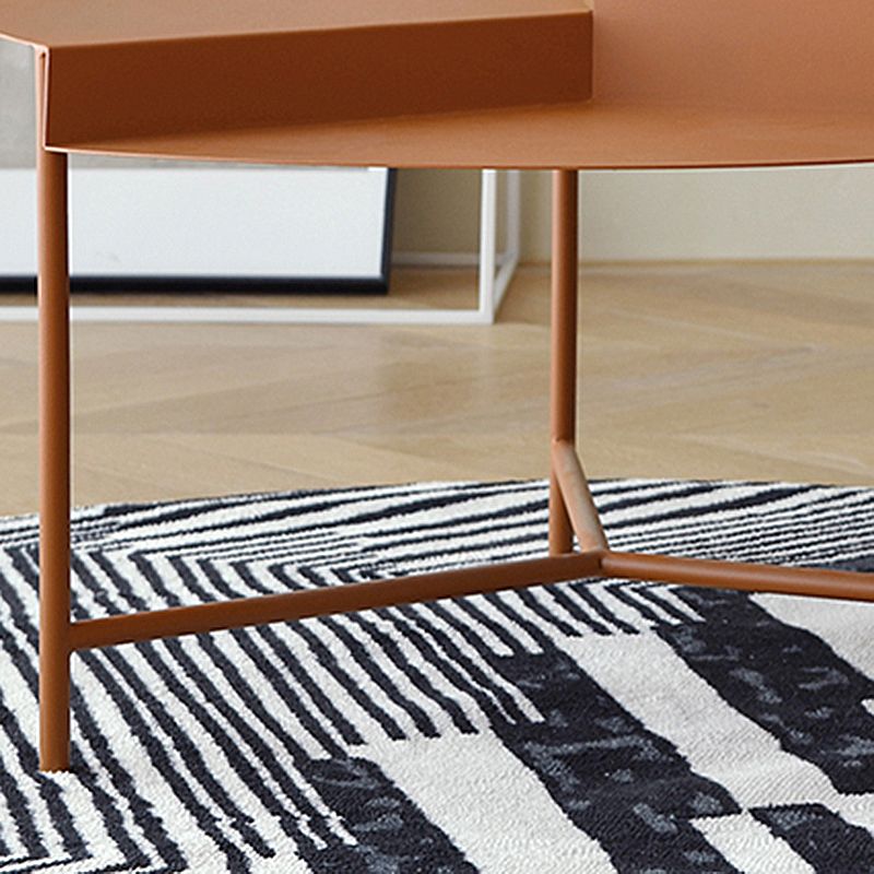 Geometric Metal Coffee Table Dia 27.6" 3 Legs Cocktail Table