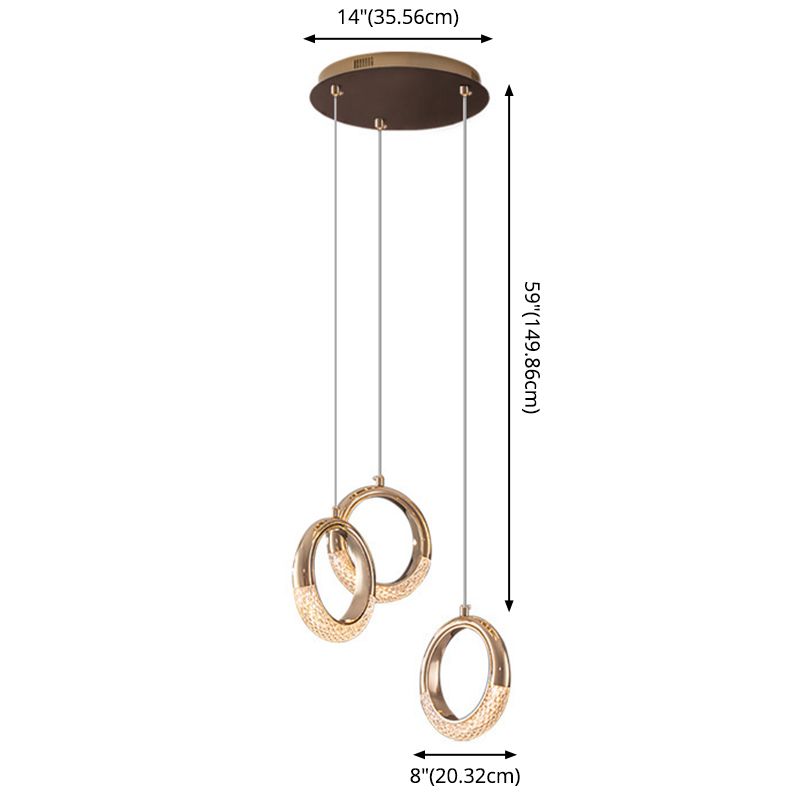 Gouden vergulde ring hanger minimalistisch LED -acryl suspensielamp voor eetkamer