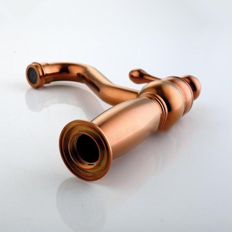 Traditional Centerset Faucet Lever Handles Gooseneck Arc Solid Brass Faucet