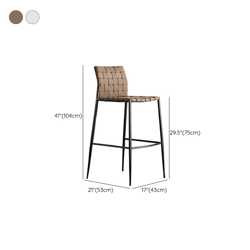 Faux Leather Dining Stools Contemporary Bar Stools with Metal Base