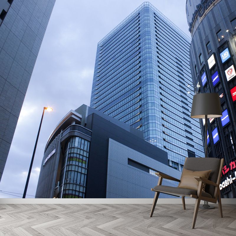 Japanese Urban Architecture Mural Wallpaper Modern Stain-Proofing Wall Art for Meeting Room