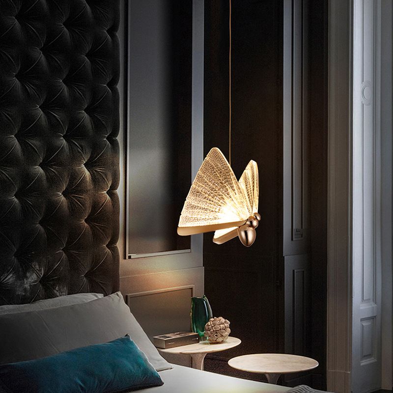 Metal Butterfly Shade Hanging Lights Modern Style 1 Head Hanging Mount Fixture for Bedroom