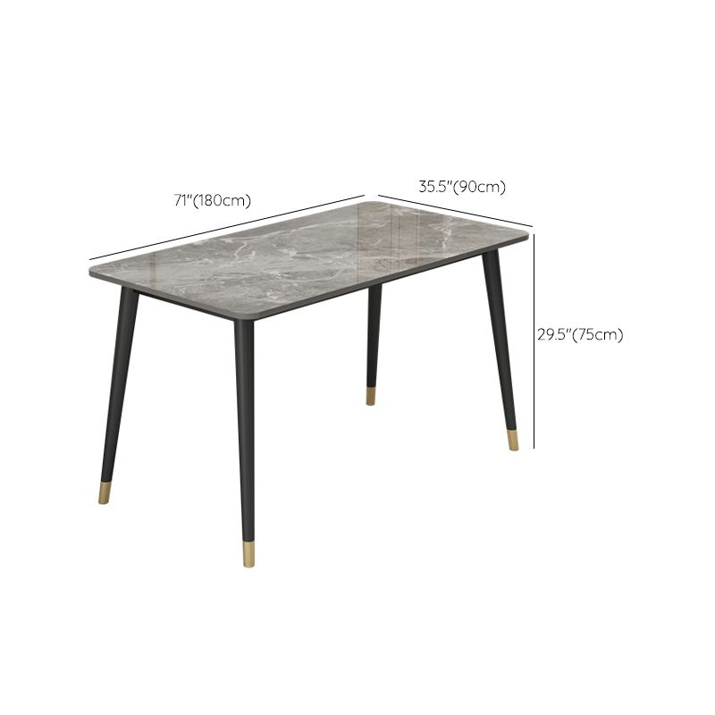 Slate and Metal Table Glam Style Rectangular Dining Table for Home Dining Room