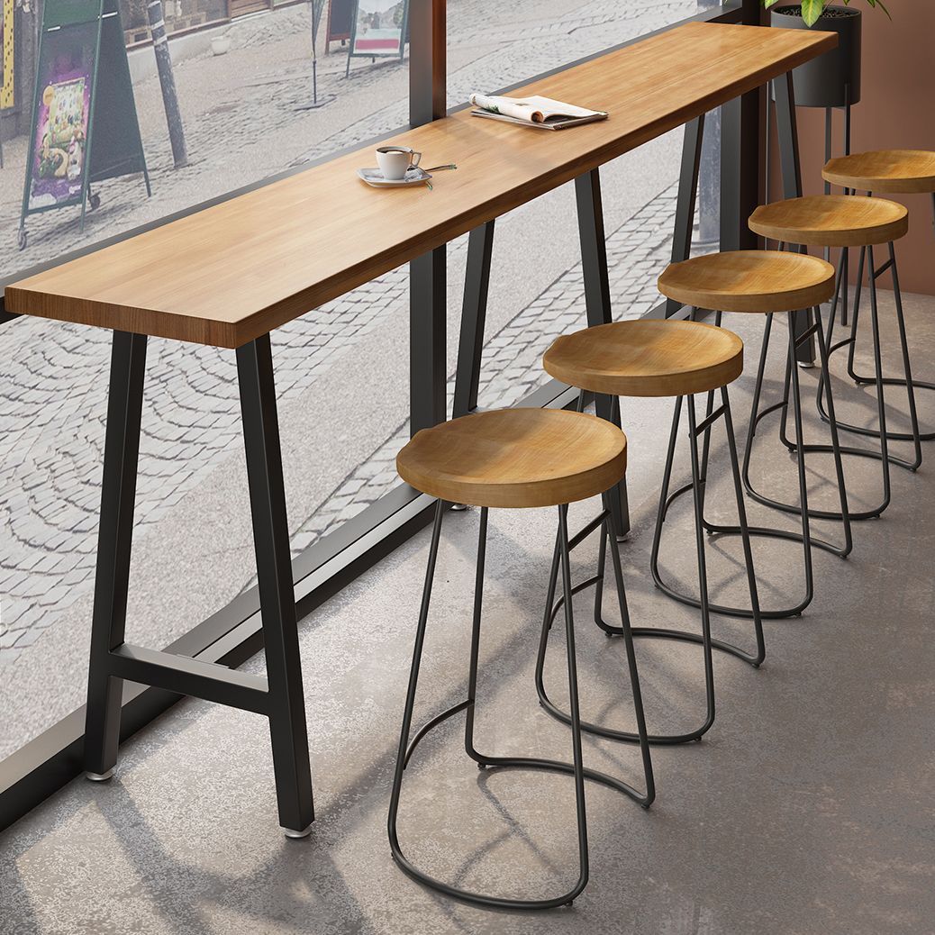Contemporary Indoor Bar Dining Table Metal and Wood Bar Stool Table