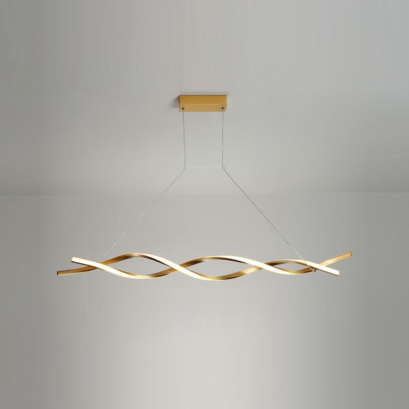 2-Lights Linear Island Light Nordic Aluminum LED Island Pendant for Living Room