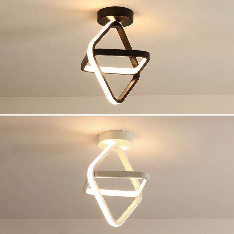 Geometrische semi -flush mount light moderne eenvoud aluminium plafond verlichtingsarmaturen voor slaapkamer