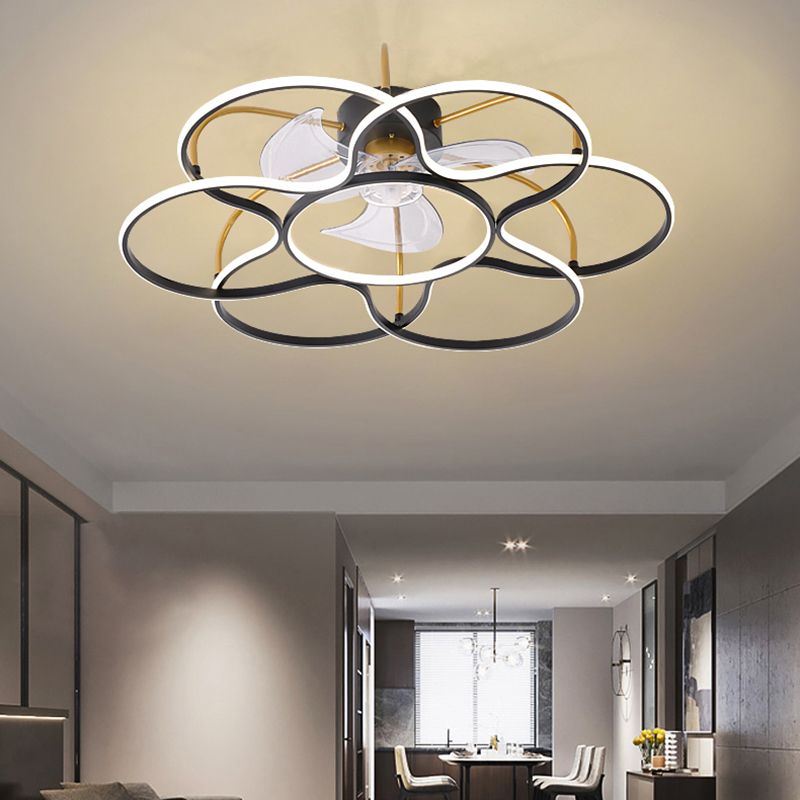 Simplicity Ceiling Fan Light Metal LED Ceiling Flush Mount for Living Room