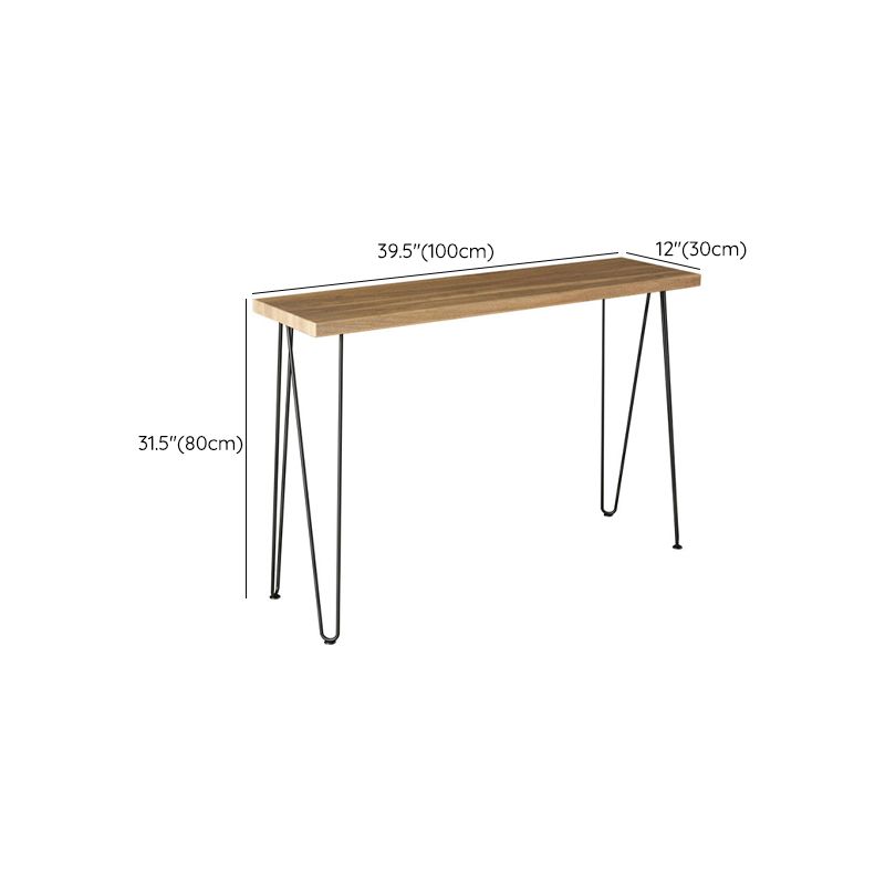 Modern Brown Wooden Bar Table Rectangle Dining Table for Kitchen Living Room Coffee Room