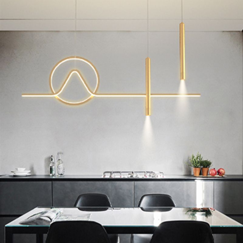 Modern Kitchen Pendant Lights Geometric Island Pendant Lights Metal 4-Light