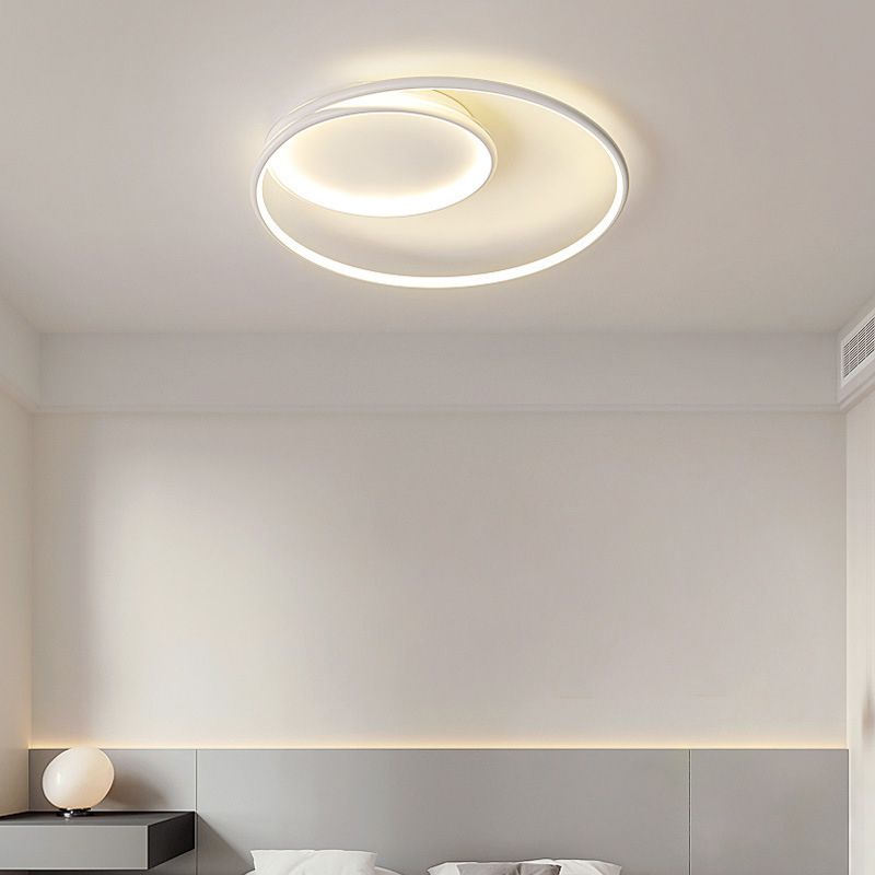 Single White Contemporary Flush Mount Lighting LED Unique Ceiling Light