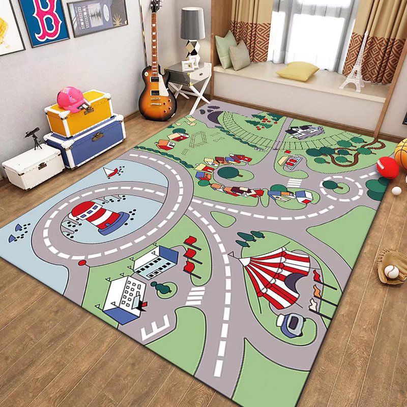 Game Puzzle Carpet Polyester Area Carpet Anti-Slip Easy Care Rug for Playroom